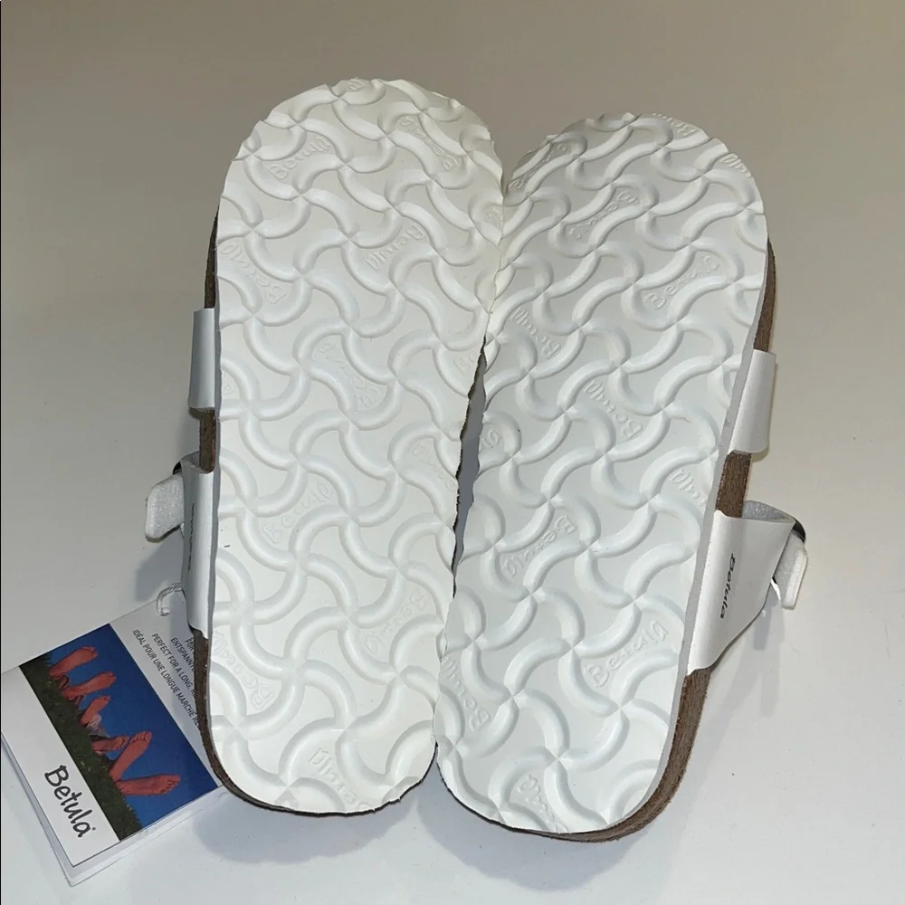 NWT Betula by BIRKENSTOCK White Mia Soft Bed Faux Leather Sandals Size 37 Narrow - Picture 6 of 8